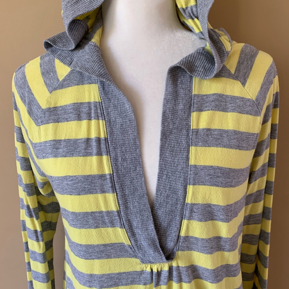 Old Navy Gray and Yellow Striped Long Sleeve Hoodie - Picture 2 of 6